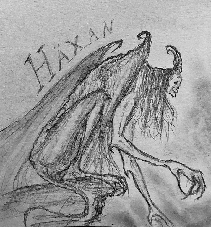 Dessin au crayon représentant un démon